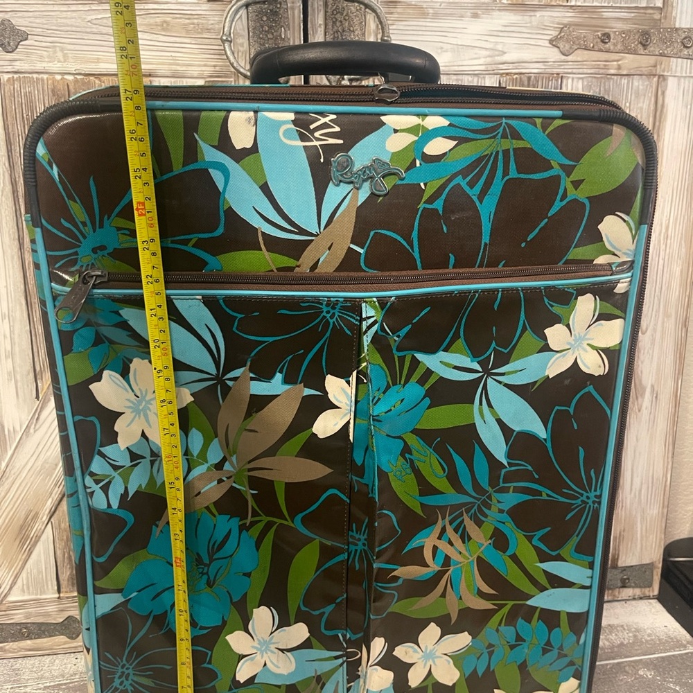 Floral Vintage ROXY 4 Piece Luggage Set in Teal & Brown gently used - Picture 13 of 16